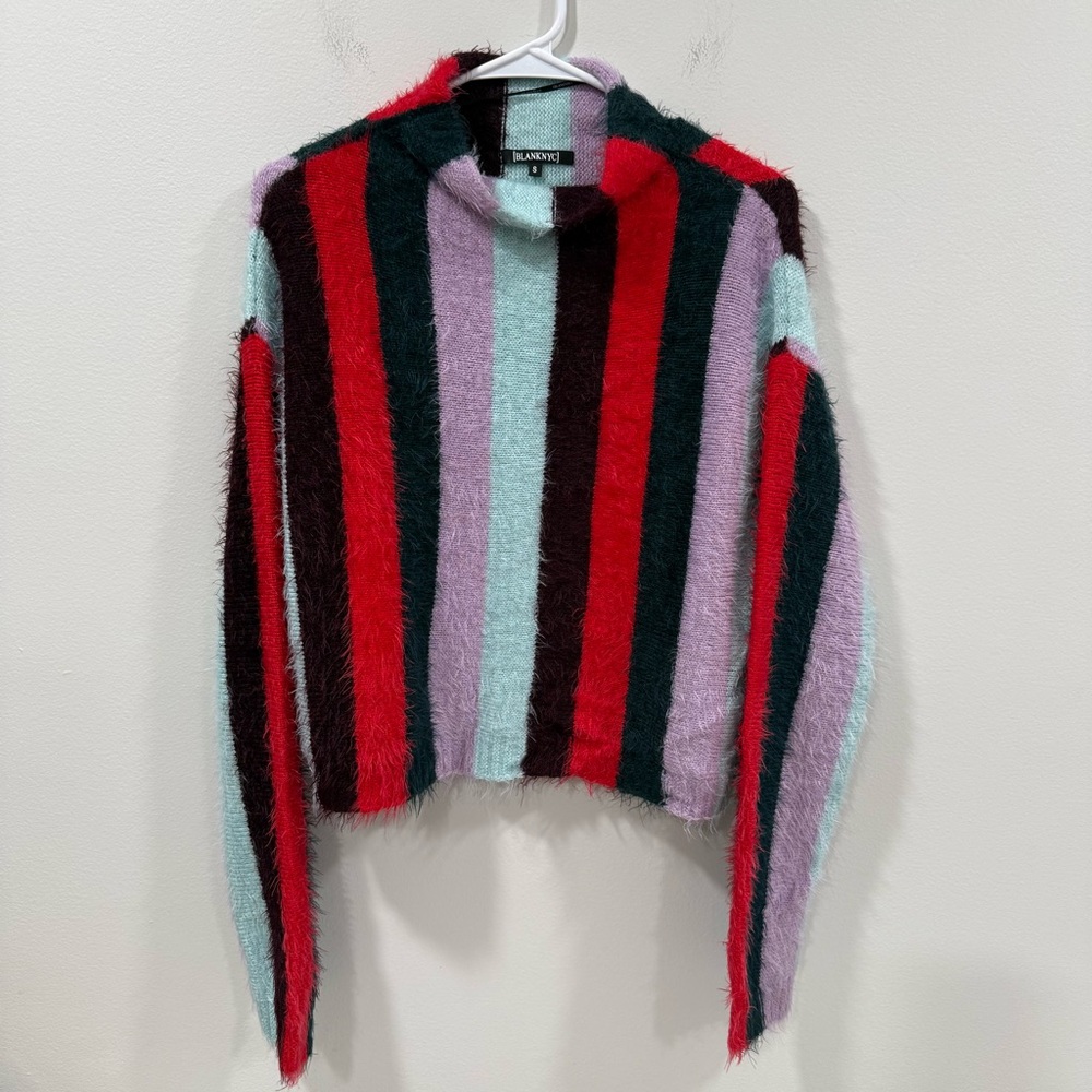 Blank NYC Multicolor Striped Turtleneck Sweater Size Small EUC